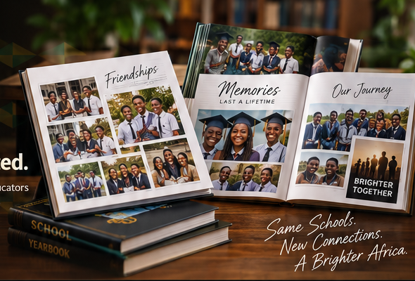 Multiple school yearbook spreads featuring students and school memories